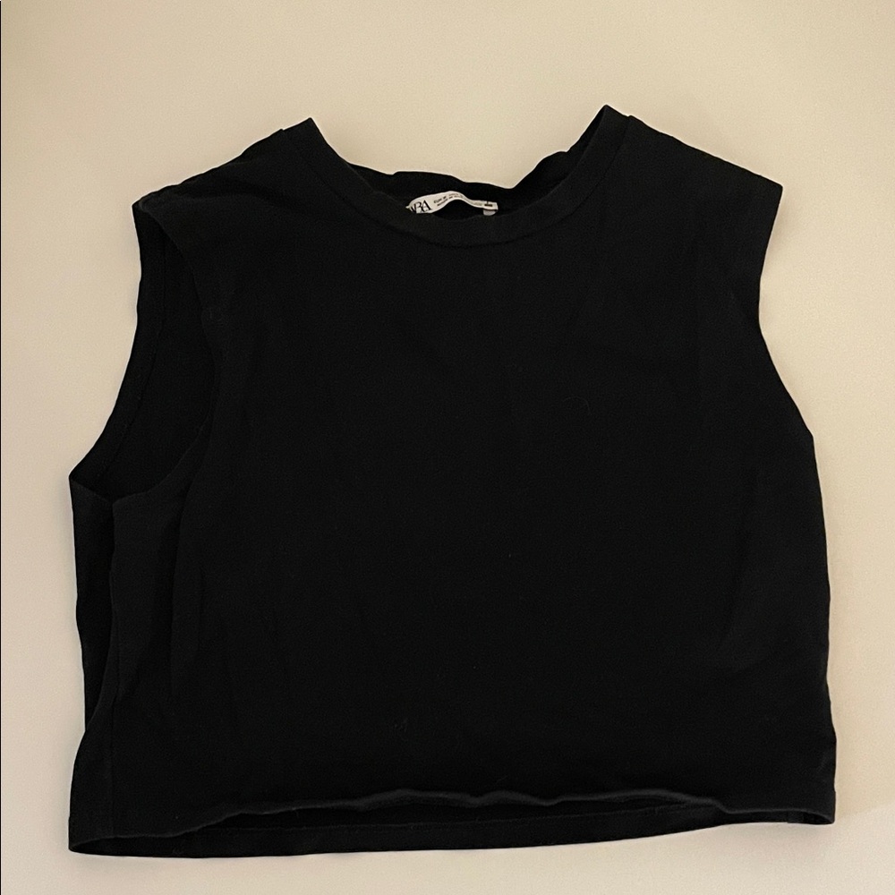 Zara Black Sleeveless Crop Top